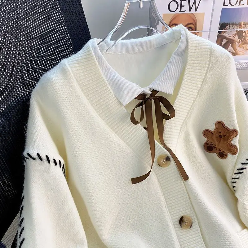 Little Bear Cardigan Jacket, Autumn and Winter New Style, Loose and Gentle, Women's Knitted Top, Outerwear Women's Clothing