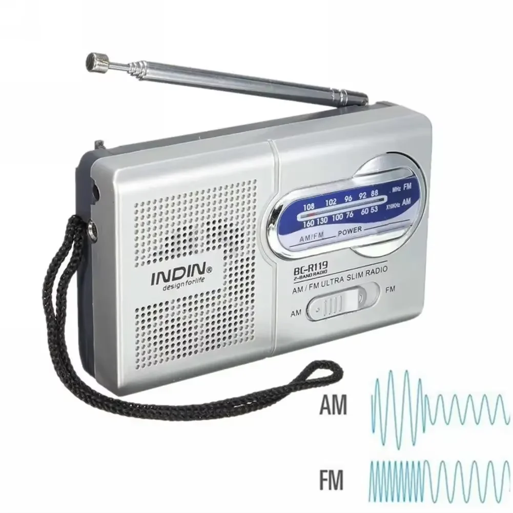 רדיו נייד AM/FM - נייד עם אנטנה טלסקופית, רמקול מובנה, ג'ק 3.5mm, קבלה הטובה ביותר לחירום/יציאת חשמל