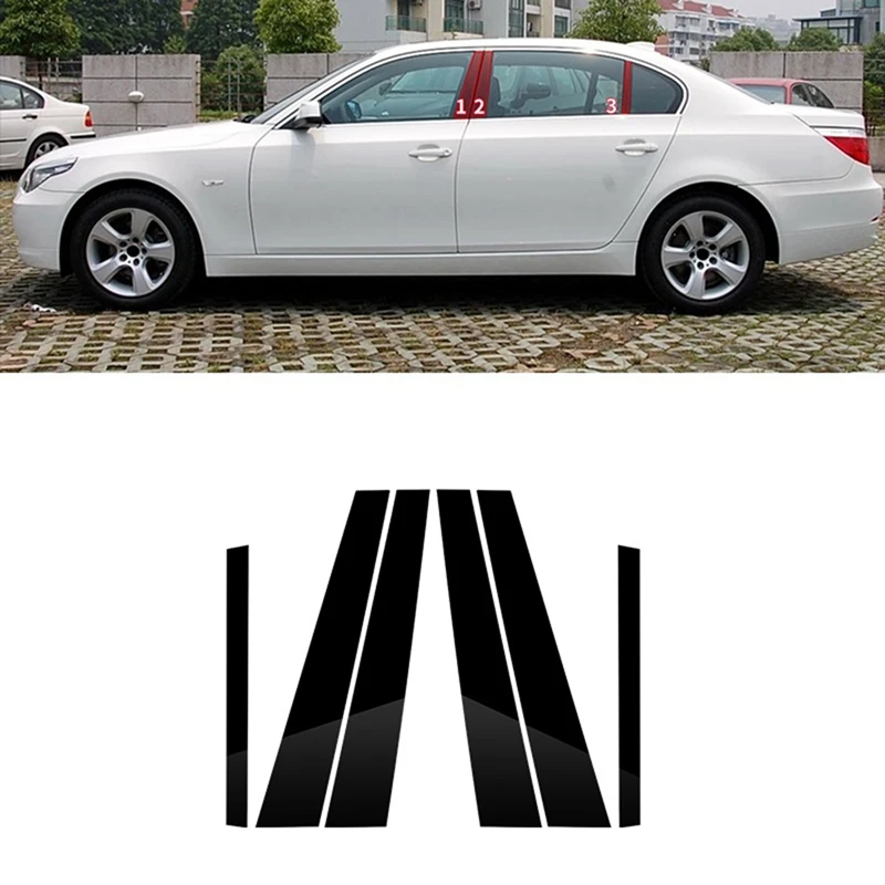 

Car Pillar Posts Cover Trim For BMW- 5 Series E60 2004-2010 Window Trim Cover BC Column Sticker Black ,6PCS