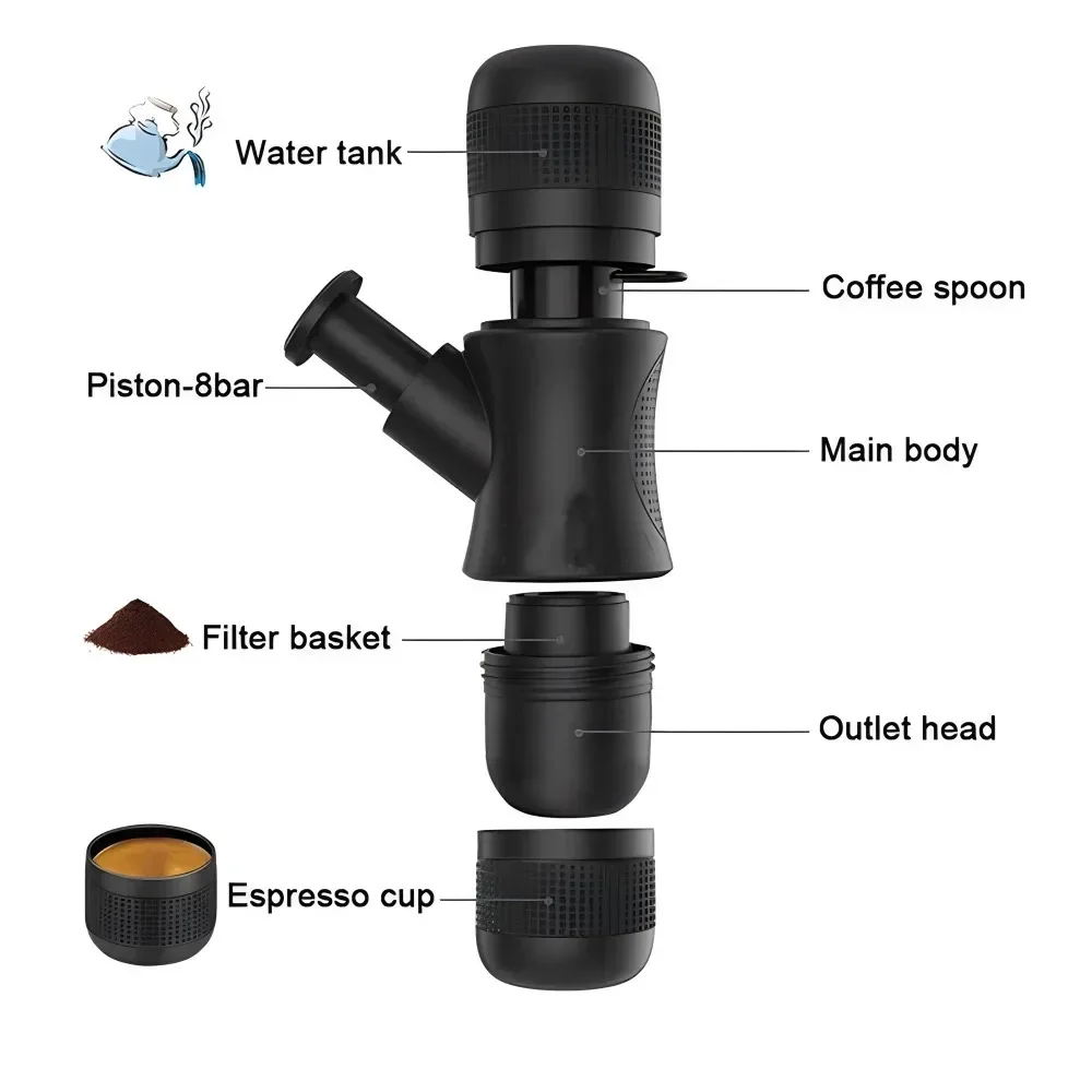 Portable Mini Hand Pressure For Office/home Travel Outdoor Porfessional Coffee Machine Light Coffee Espresso Machine 4