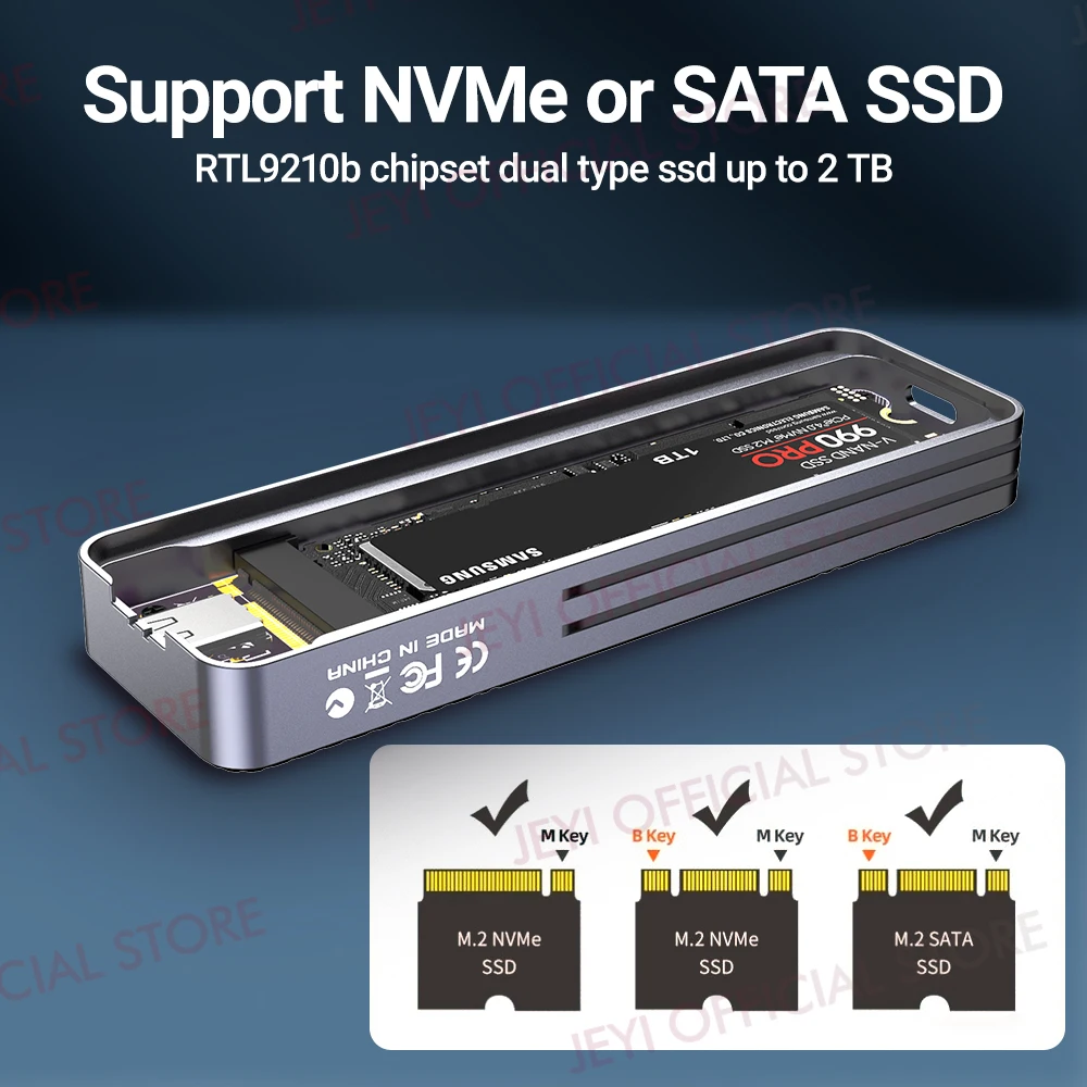 Jeyi-visual Smart M.2 Nvme Ngff Ssd Enclosure Suporta Proteção 5s Write 3s Re-conectar Usb 3.2 Gen2 10gbps Uasp Trim - Imagem 2