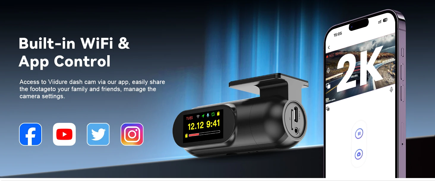 Dash cam WiFi connectivity interface