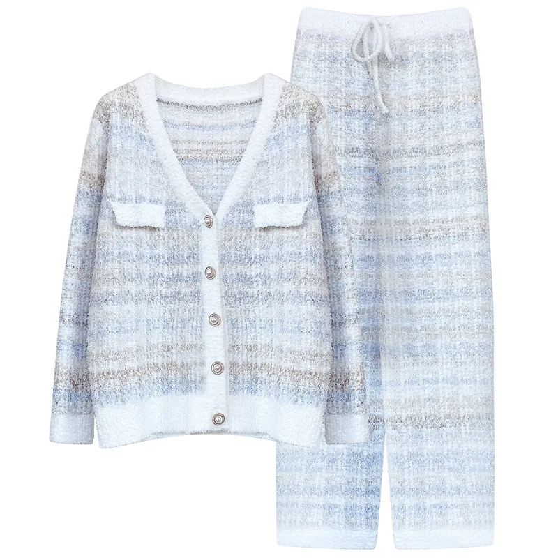 Pajamas for women in autumn and winter, soft and sweet temperament, socialite with a small fragrant style cardigan, thickened an