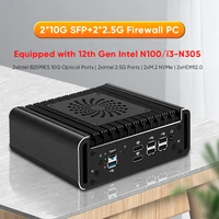 Fanless Intel I3 N305 N355 Industrial Mini PC Micro Firewall Appliance, 2 *i226 LAN Ports 2x10G SFP+ Home Network Pfsense Pc 2
