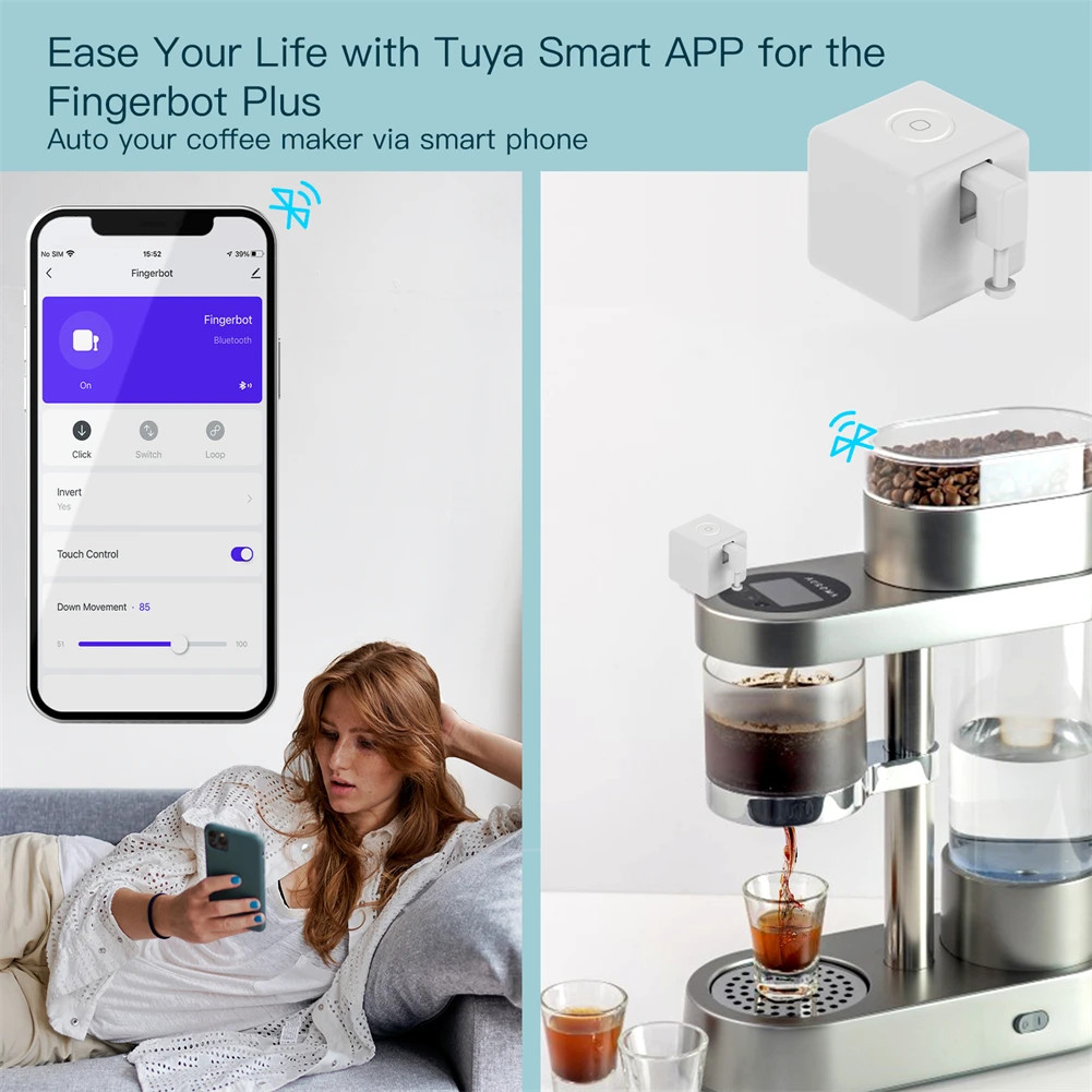 MOES Tuya 스마트 블루투스 핑거봇 스위치 버튼 푸셔 Alexa, Google Assistant를 통한 스마트 라이프 앱 음성 제어