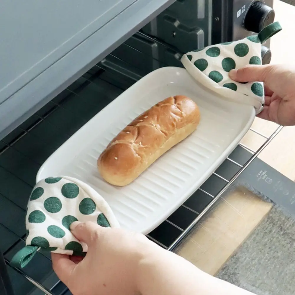 Kitchen Gloves Cotton Pot Holders Kitchen Tool Pot Handle Cap Durable Cotton Triangle Microwave Glove High Temperature Resistance Non-slip Oven Gloves