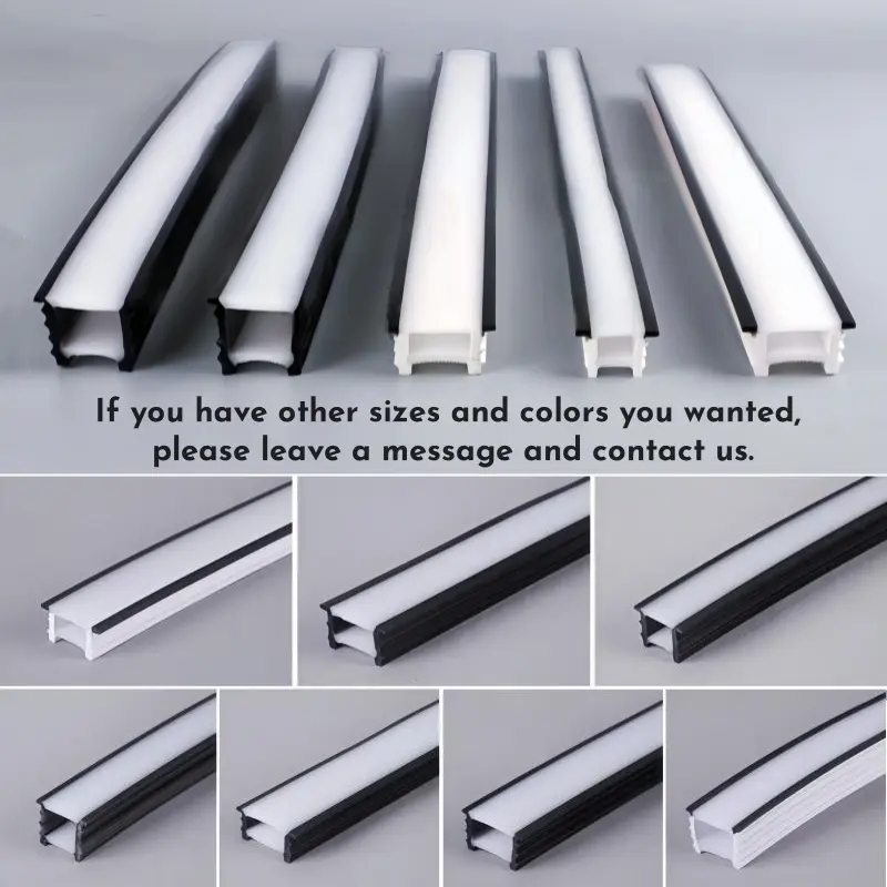 Black Flexible LED Neon Rope Lamp Silicone Tube Diffuser Recessed Channel For WS2811 WS2812B Waterproof Ribbon Neon Strip Lights - Image 2