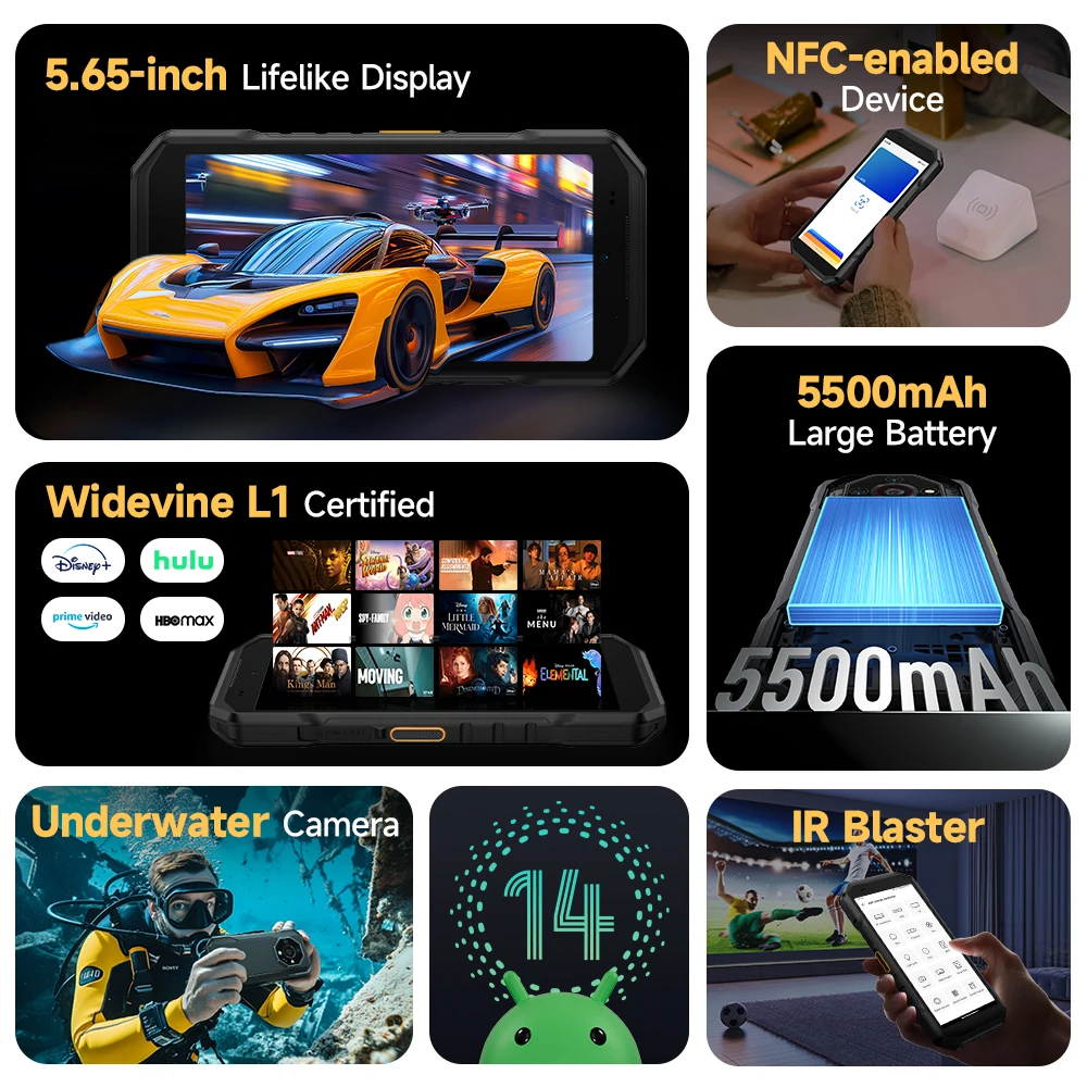 Ulefone Armor X32 4G Rugged Phone Android 14 Waterproof Smartphone 12GB RAM,128GB ROM NFC Night Mobile Phone Global Version