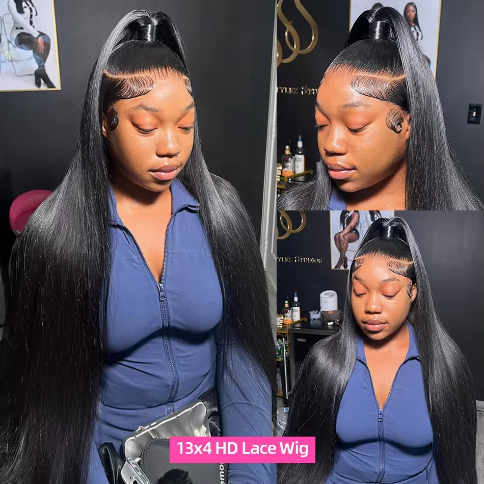40 Inch Bone Straight Human Hair Wigs 13x4 13x6 HD Lace Frontal Wigs 250% Density Body Wave Lace Front Human Hair Wigs 3