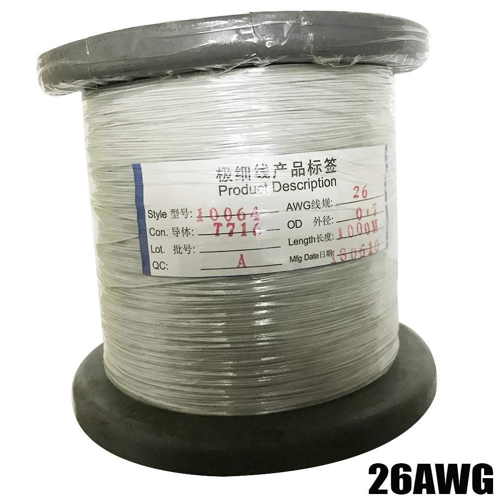 ÷ ̾ UL10064 26AWG 32AWG 34AWG ũ  ̾ ,    ̾ PTFE  ̺, 10m