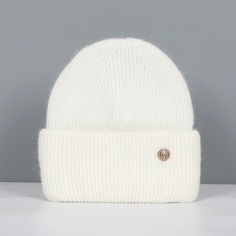 Women's Fashionable Real Rabbit Fur Winter Beanie - Warm and Stylish Solid Hat