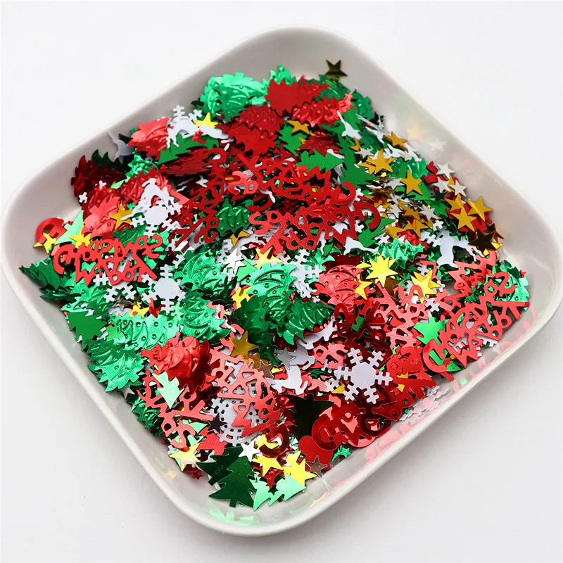 Sequins Accessories 10-20g Christmas DIY Sequined Elk Christmas Tree Pattern Multi-Size Garment Sewing Material Nail Art Accessories Art Decoration sequin embroidery accessories,nail art decor,sequin sewing accessories,sequins for crafts,sequins accessories