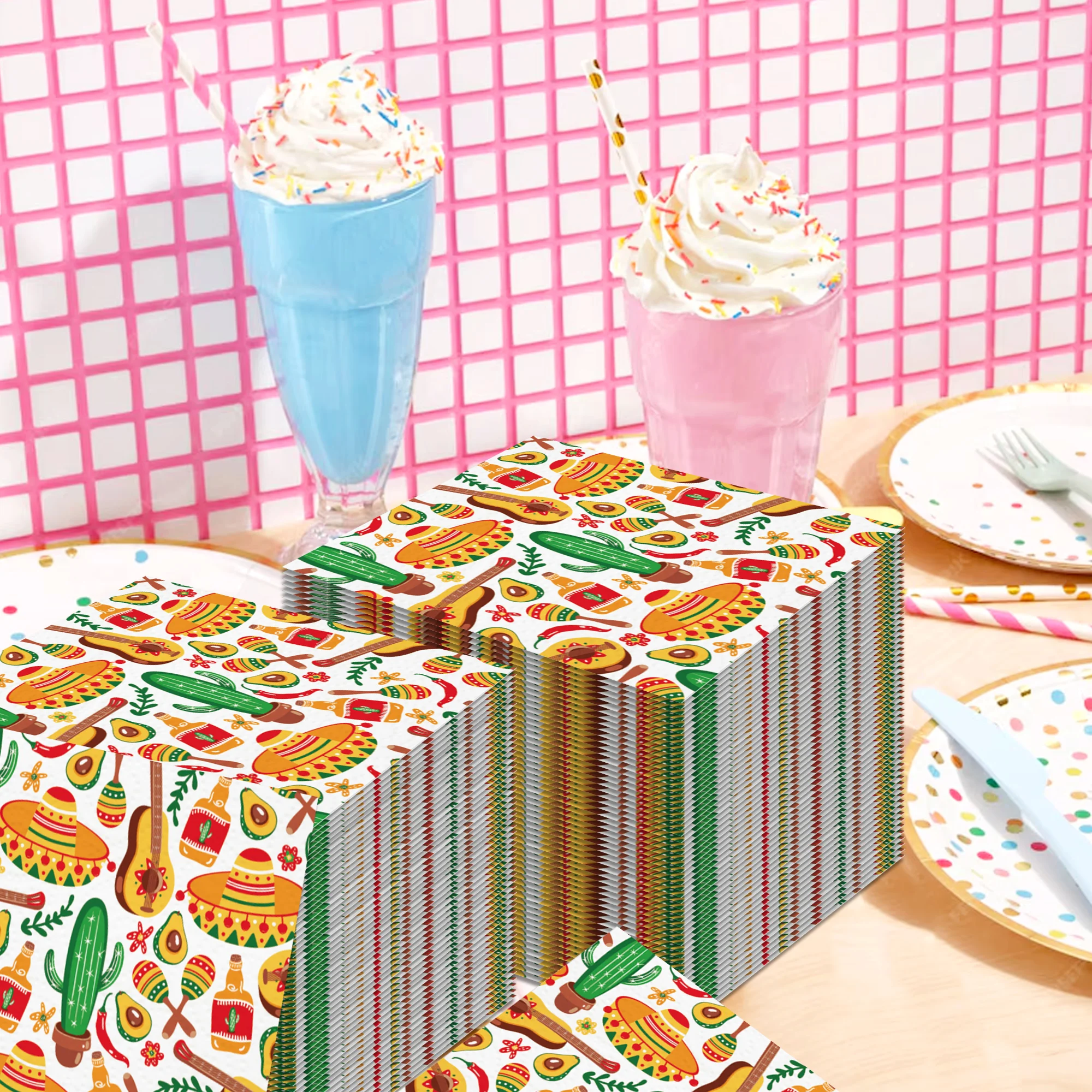 20/40/60 stücke Mexikanische Kaktus Servietten Abendessen Papier Handtücher Gast Servietten Taschentücher Esszimmer Dekor Für Geburtstag Party liefert – Detail 8