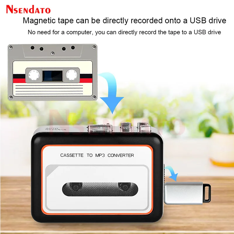 USB Cassette Player Music Tape to MP3 Converter Plug and Play Cassette Tape Player Convertor With Speaker For USB Flash disk PC