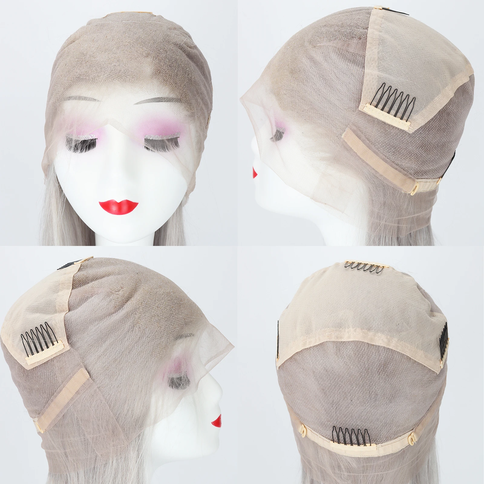 20 Inches Silver Grey Straight Lace Front Wigs Remy Human Hair Wigs Women Glueless Brazilian Gray Colored Straight Hair