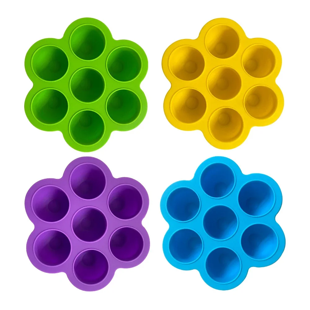 7 Holes Ice Cream Mold Children's Popsicle Mold Food Supplement Box Silicone Ice Tray Lolly Fruit Shake Accessories