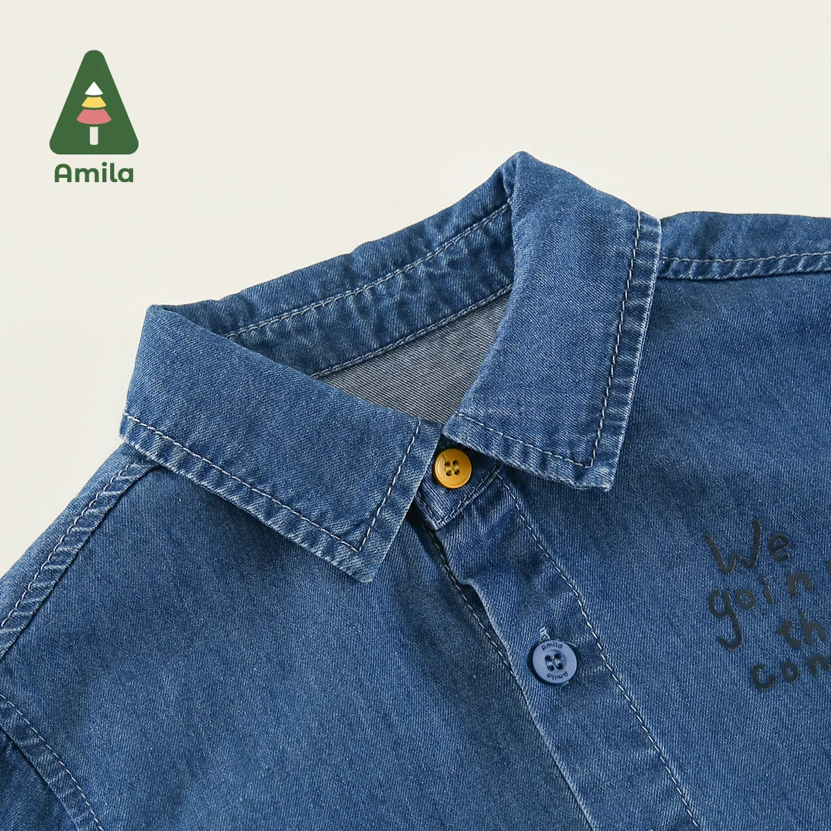 Amila Baby Boys Demin Shirt Spring New 100% Cotton Long Sleeves Top Fashion Soft Cowboy Three Quarter Sleeve Kids Outwear