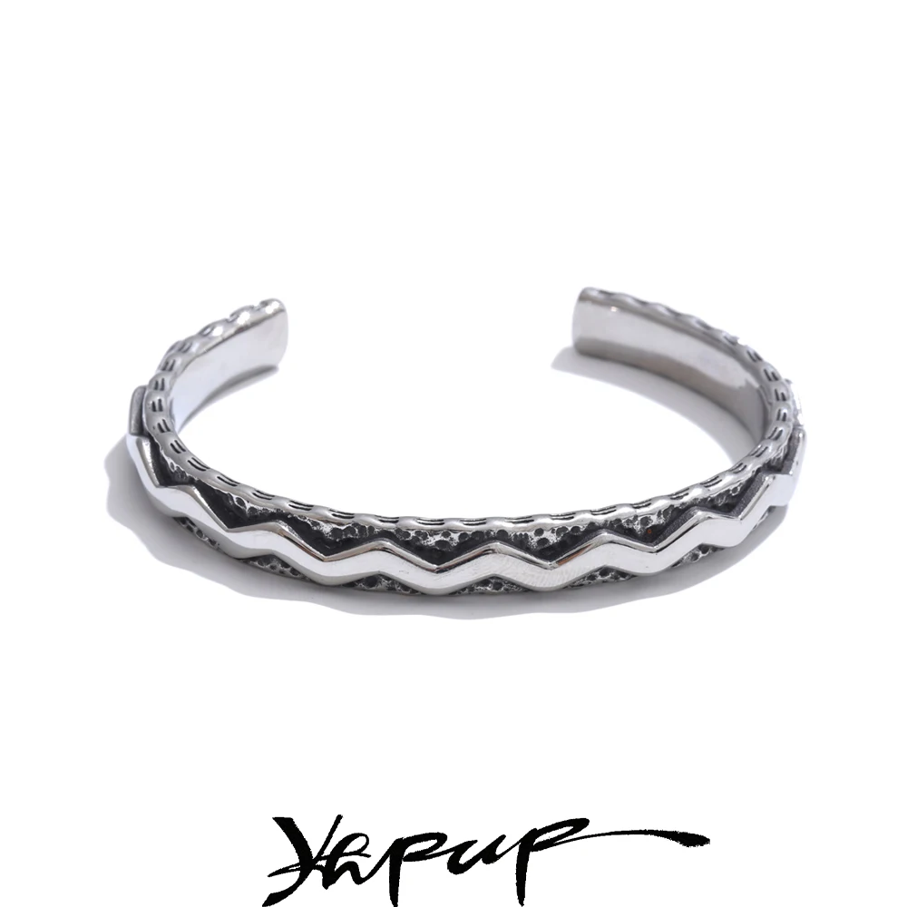 Yhpup 60mm Vintage Stainless Steel Men Bracelet