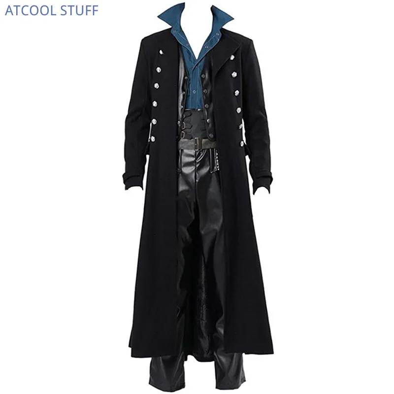2021VintageMedievalCostumesSteampunkGothicBlackLongJacketCoat