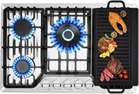 Bulit-In Gas Cooktop with Griddle, 5 Italy SABAF Powerful Burners Over 92% High Efficiency, Max 48300BTU Gas Stove Top, 304 Stai 1