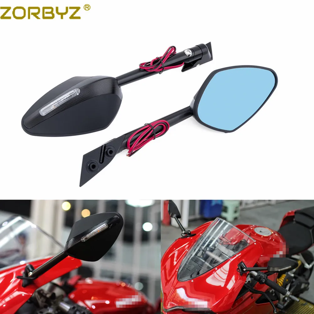 ZORBYZ-Motorcycle-Black-Rearview-Side-Mirror-With-LED-Turn-Signal-Light ...