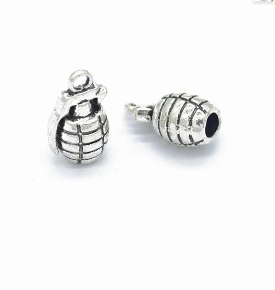 20Pcs 23*13mm Silver Color Hand Grenades Charms Bombs Pendant Making Metal Necklaces Men Gift Jewelry Accessories F0326