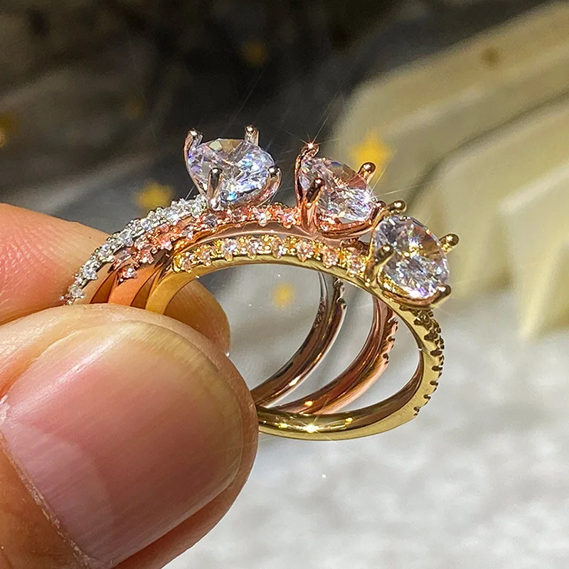 925 Sterling Silver Wedding Engagement Ring for Women Female Romantic Girlfriend Birthday Gift Fashion Crystal Zircon Jewelry 2