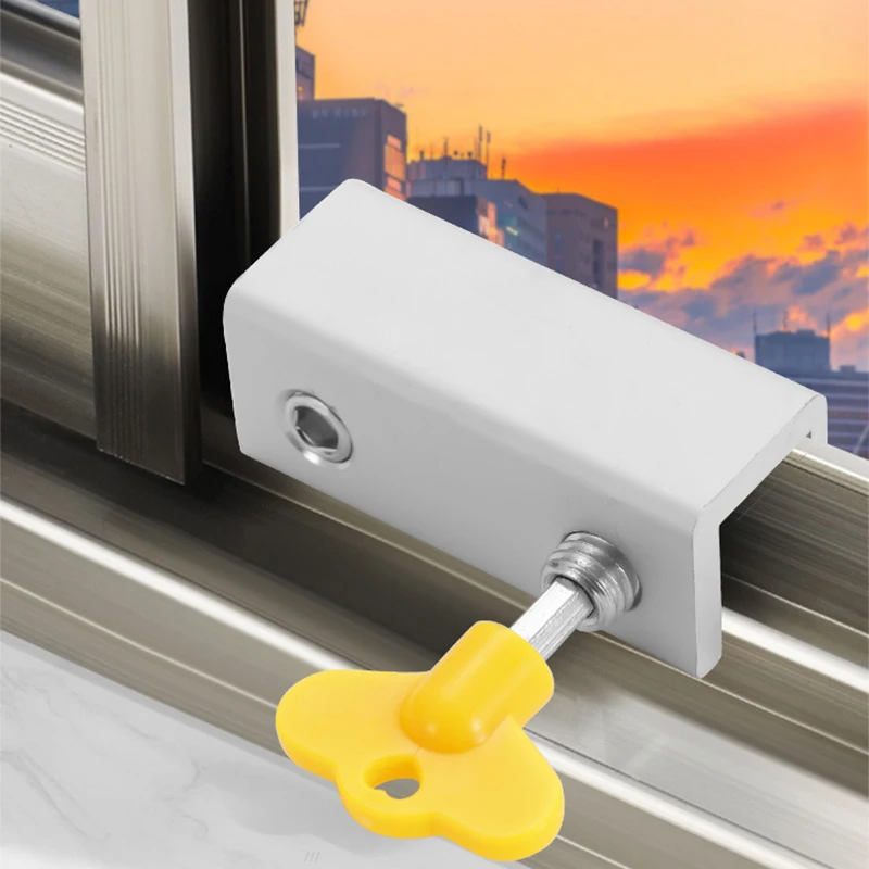 1/2pcs Adjustable Window Lock Aluminum Alloy Sliding Window Door Stopper Non Punch Anti-theft Baby Kids Child Home Security Bars