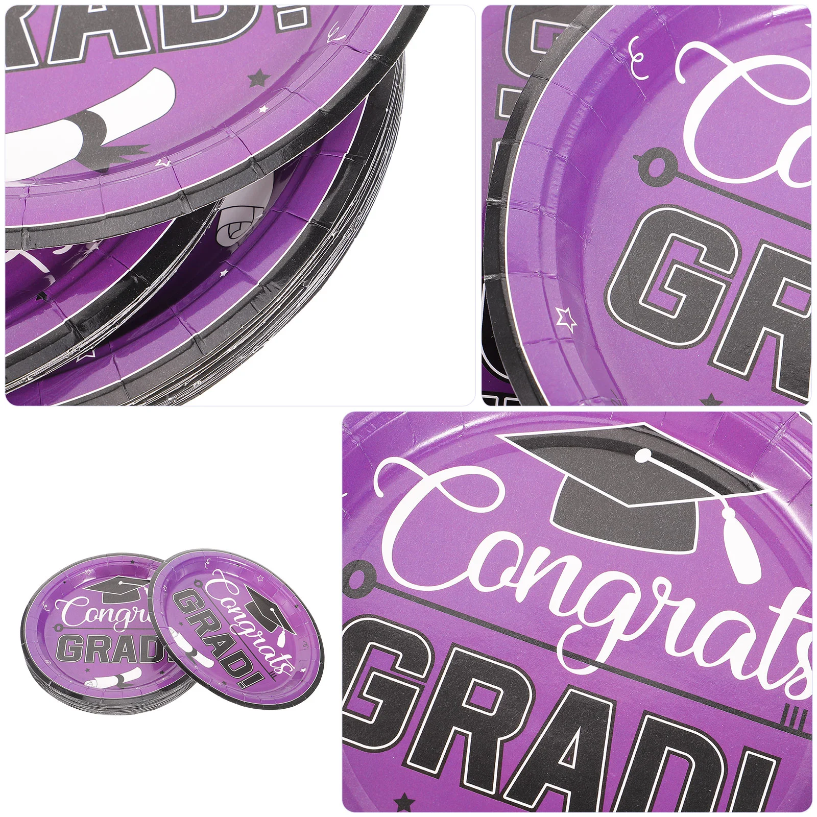 24 Pcs Graduation Party Supplies Disposable Plates Paper Plates 7 Inch Disposable Class of Festive Tableware