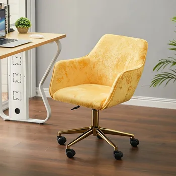 Voltsify Velvet Upholstered Home Office Swivel Task Chair with Gold Base