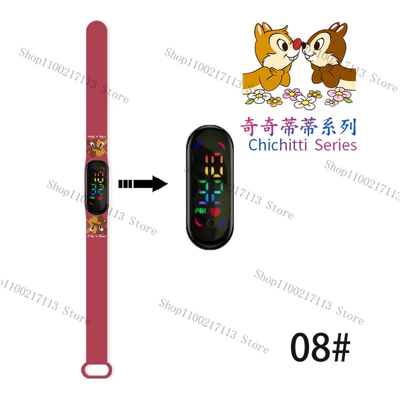 Disney Chichitti Children's Watches Anime figure Chip Dale Print LED Electronic Waterproof Sports Bracelet kids Watches gifts 6
