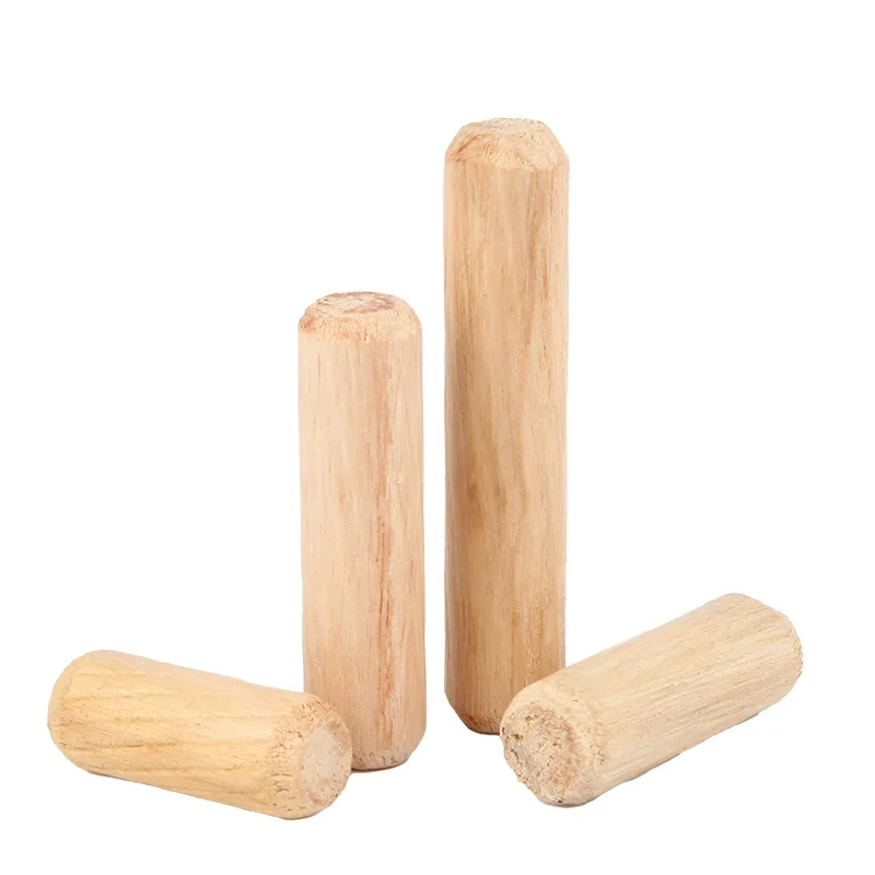 Wooden Dowel Pins 20~100pcs M6 M8 M10 M12 Round Fluted Wood Craft Rods Cabinet Drawer Furniture Fitting Length 20~80mm