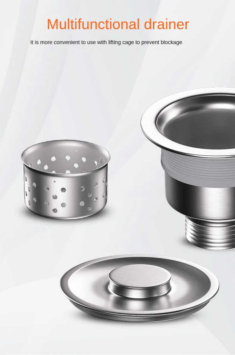 Description Picture 5 of item304 Stainless Steel Kitchen Sink Drainer Set Anti-odour Downpipe Washbasin Drain Head Accessories Single Sink Double