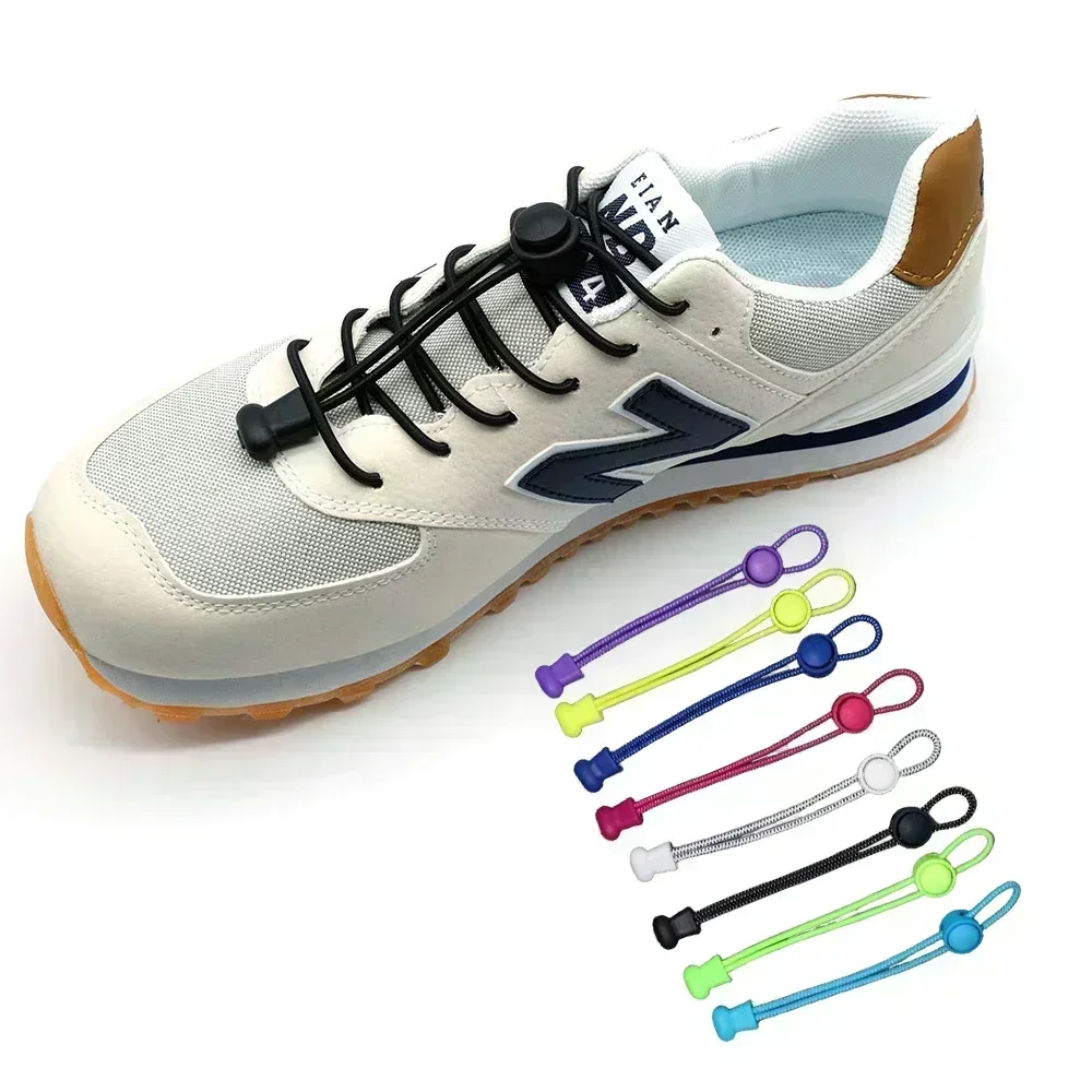 1 Paar farbige Punkte runde Schnürsenkel elastisches Kunststoffs chloss Wanders port ohne Krawatte Schnürsenkel Erwachsene Kinder Schuh zubehör faule Spitze – Detail 7