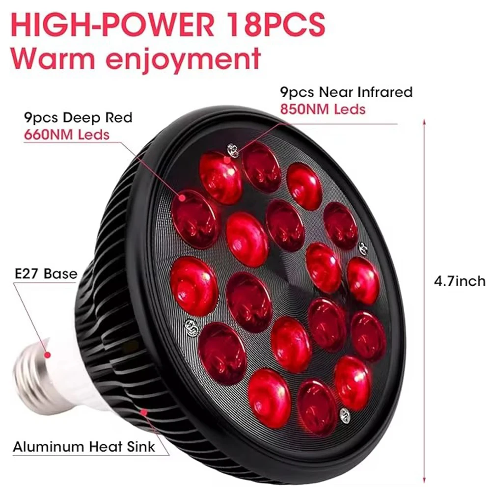 54W Red Light Therapy Lamp with Holder, Near Infrared Red Light for Skin and Pain Relief 660nm and 850nm NIR Phototherapy Device