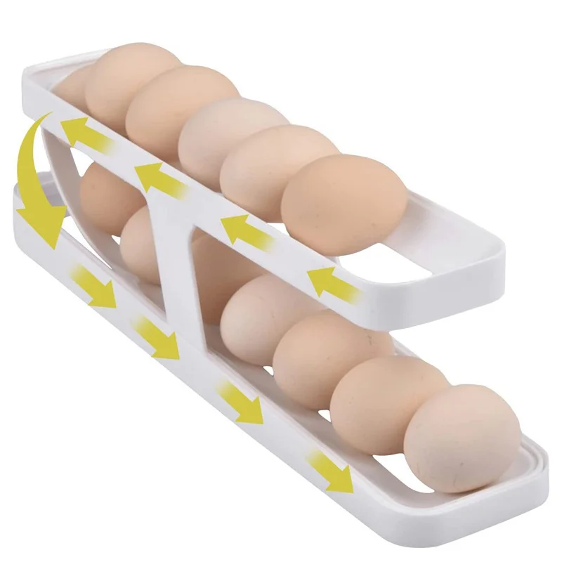 New Refrigerator Egg Rolling Storage Rack Egg Storage Holder Rolldown Egg Dispenser Refrigerator Storage Box image_3