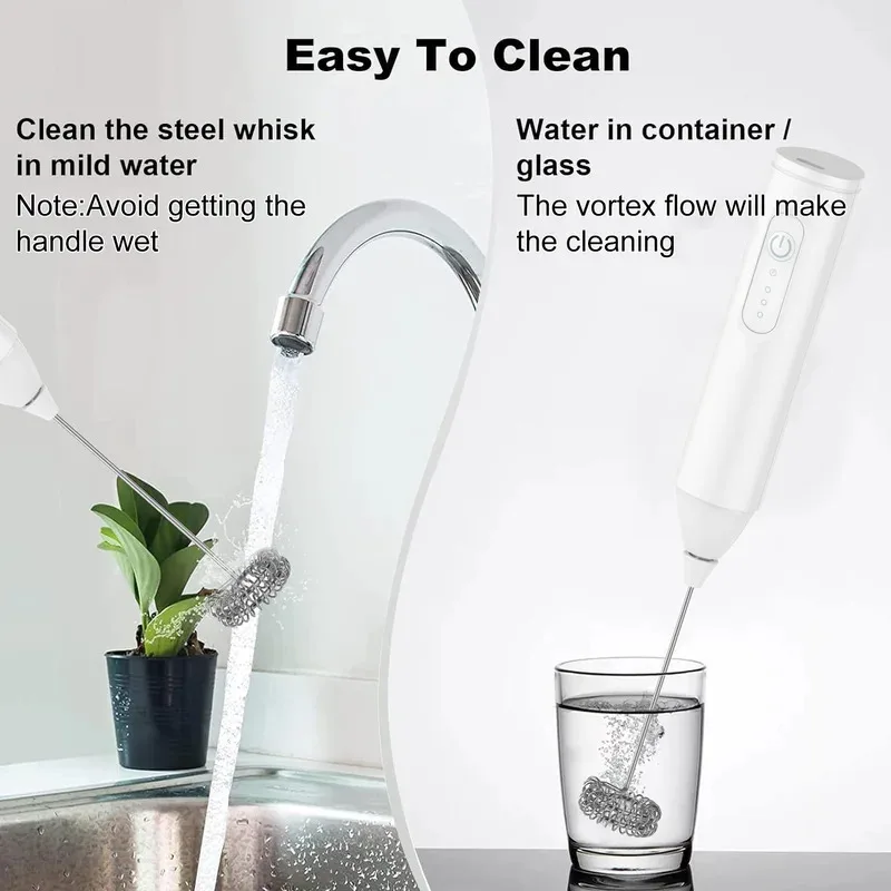 New Arrival Hot SaleMINI Milk Frother USB Rechargeable 3 Speeds Foam Maker Coffee Whisk Mixer Electric Handle Blender Egg Beater