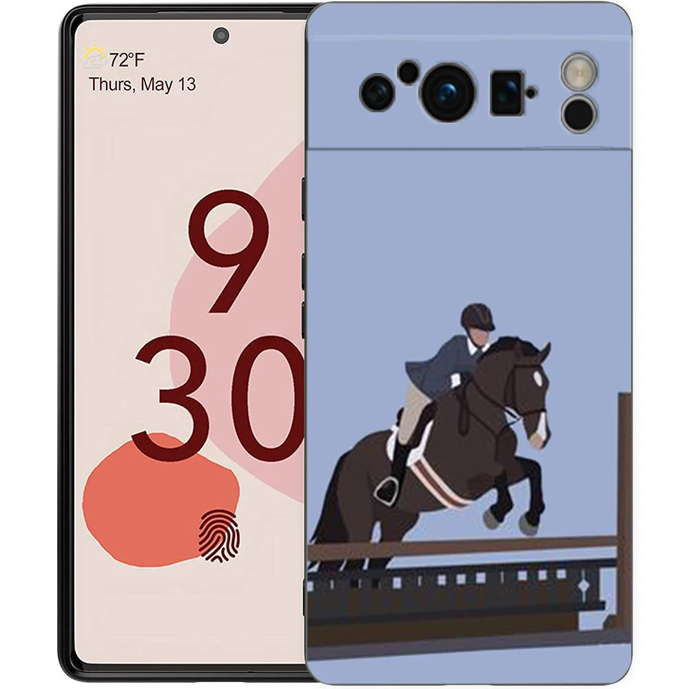 Luxury Equestrian Horse Black Soft TPU Phone Case