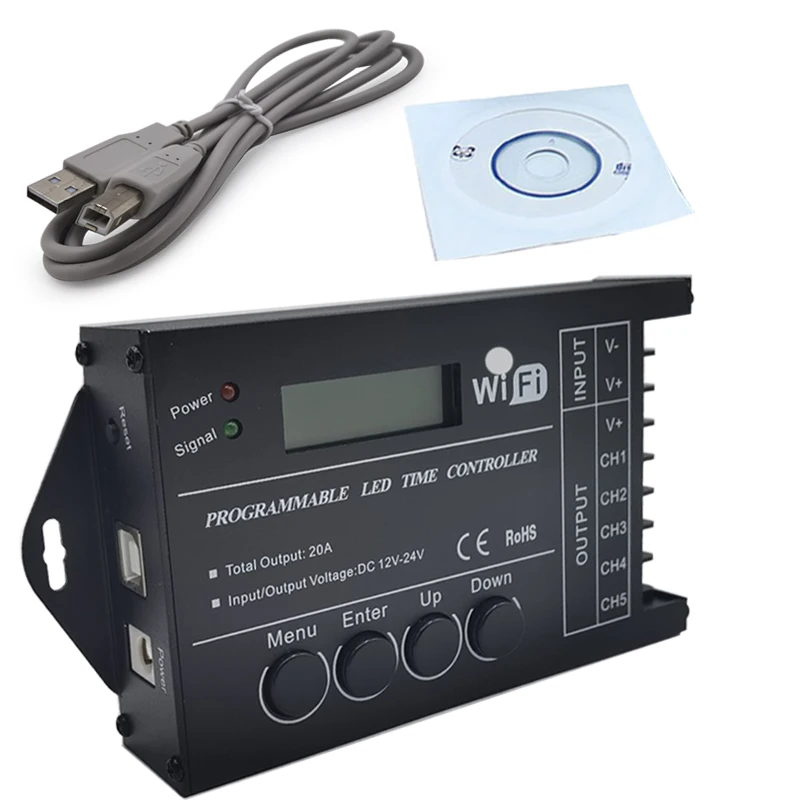 Tc420 Tc421 Wifi Time Programmabile 5 Ch Output Led Strip Light Controller, Ampiamente Utilizzato Negli Acquari, Fish Tank, Plant Grow