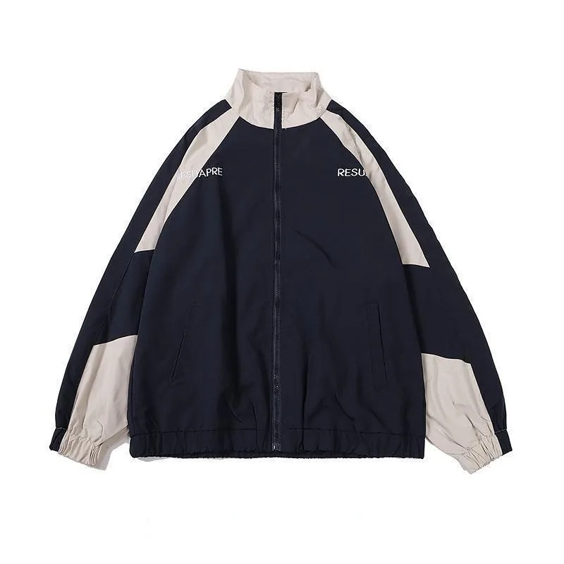 

Vintage Patchwork Oversized Jacket For Women 2023 Autumn Hip Hop Harajuku Windbreak Zip Coat Youthful Female Loose Street Jacket