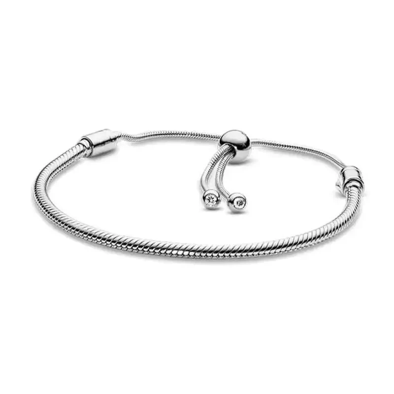 New Women's Moments Collection Pav é Dense Heart Chain Buckle Snake Bracelet Rope DIY Fashion Jewelry Gift
