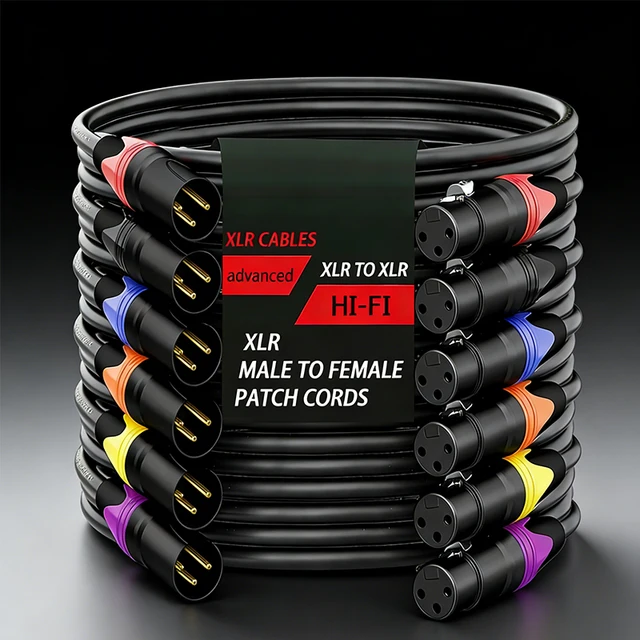 XLR Microphone Cable 3-Pin Male to Female 50cm 1m 2m 3m 5m 10m Balanced Audio Cable for Mic Speaker Amplifier PA System 1
