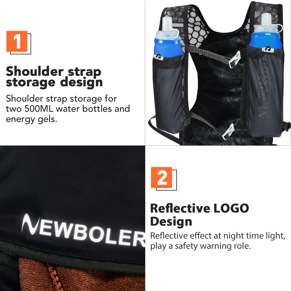 Outdoor Trail Running Backpack Ultralight Women Men Running Race Hydration Vest Bag For Marathon Hiking NEWBOLER
