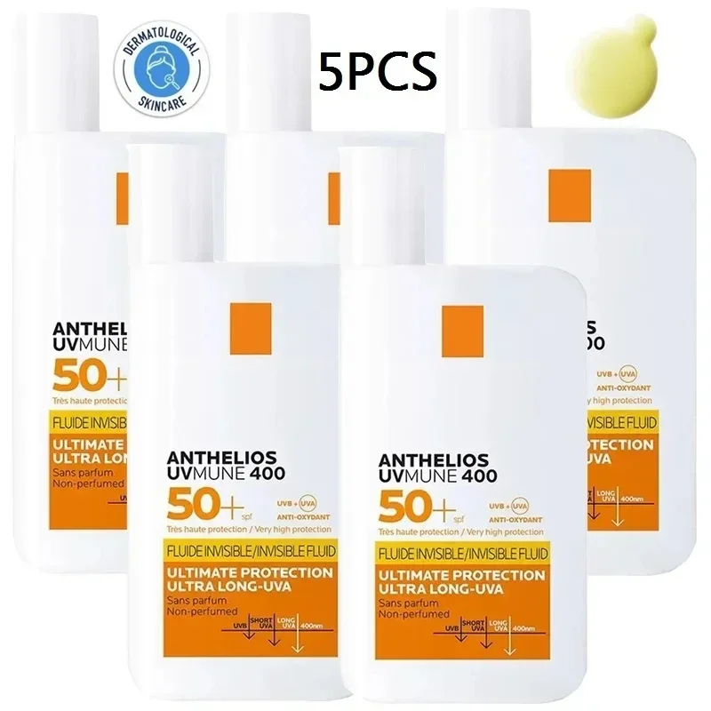 

5pcs Original Anthelios UVMUNE 400 Sunscreen 50+ SPF UVB/UVA Fluide Invisible Nvisibl Fluid Sun Cream Yellow 50ML Made in France