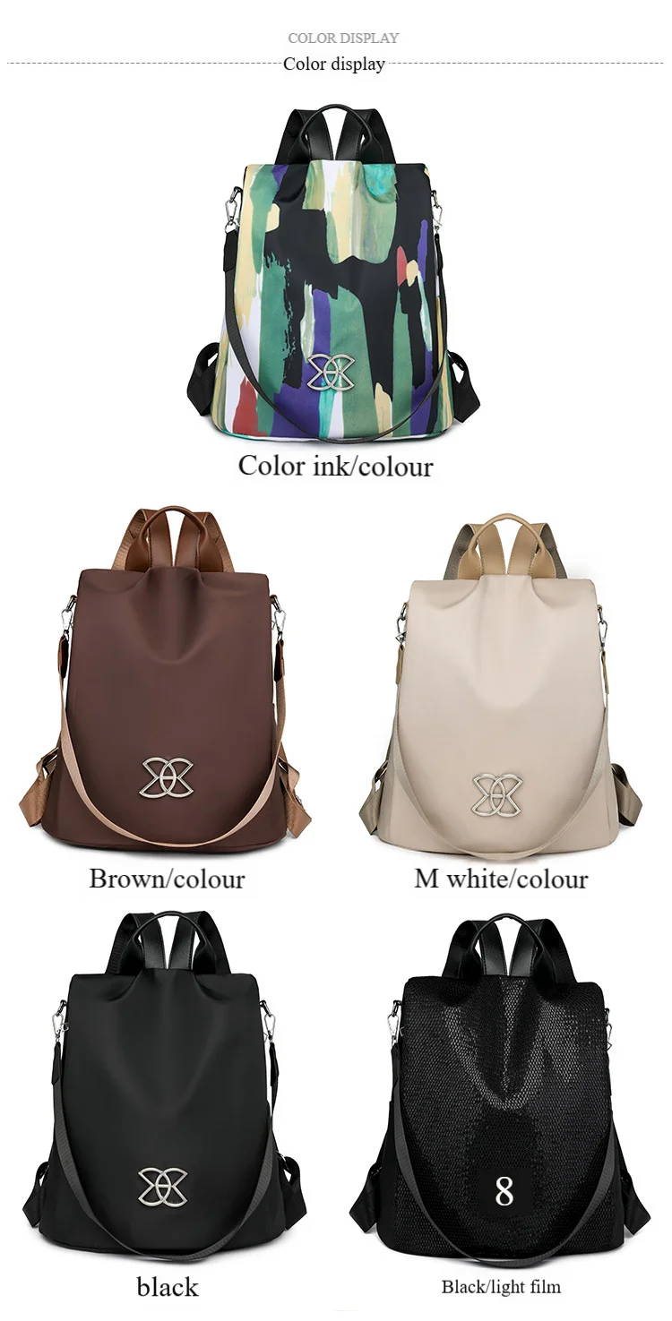 Weiblicher 2024 neuer Trend Oxford-Stoff leichter atmungsaktiver modischer lässiger Damen-Diebstahlschutz-Rucksack_voghion.com