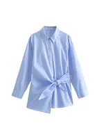 Women's Chic Long Sleeve Button-Up Blouse Fashion Bow Tied Shirt Stylish Female Top - Image 2