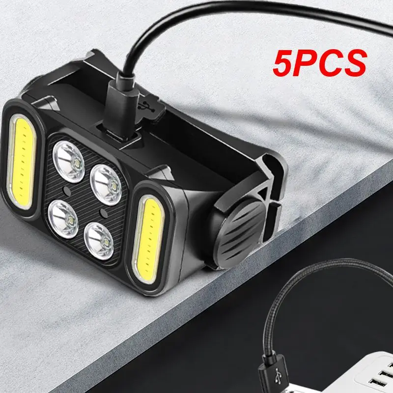 

5PCS Sensor Headlamp Usb Rechargeable Head Flashlight Multifunctional Head Camping Equipments Outdoor Headlights