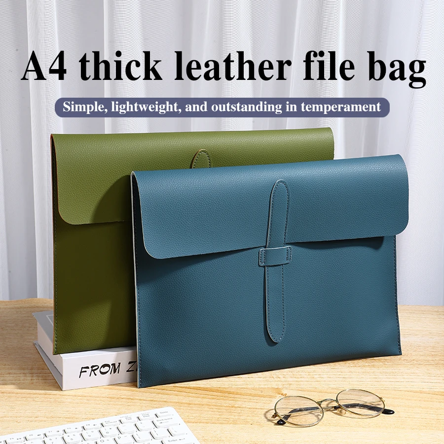 A4 Leather Document Bag Folder Business Information Bag School And Office Supplies Storage Bag