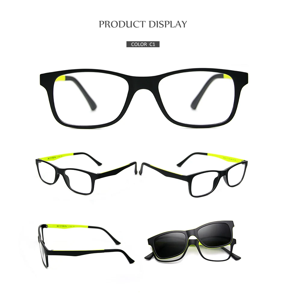 RS002 Magnetische Polarisierte Clip-Brillenfassung für Damen, TR90 Optische Kurzsichtigkeits-Clip-Brille, Fluoreszierende Brillenfassung – Detail 10