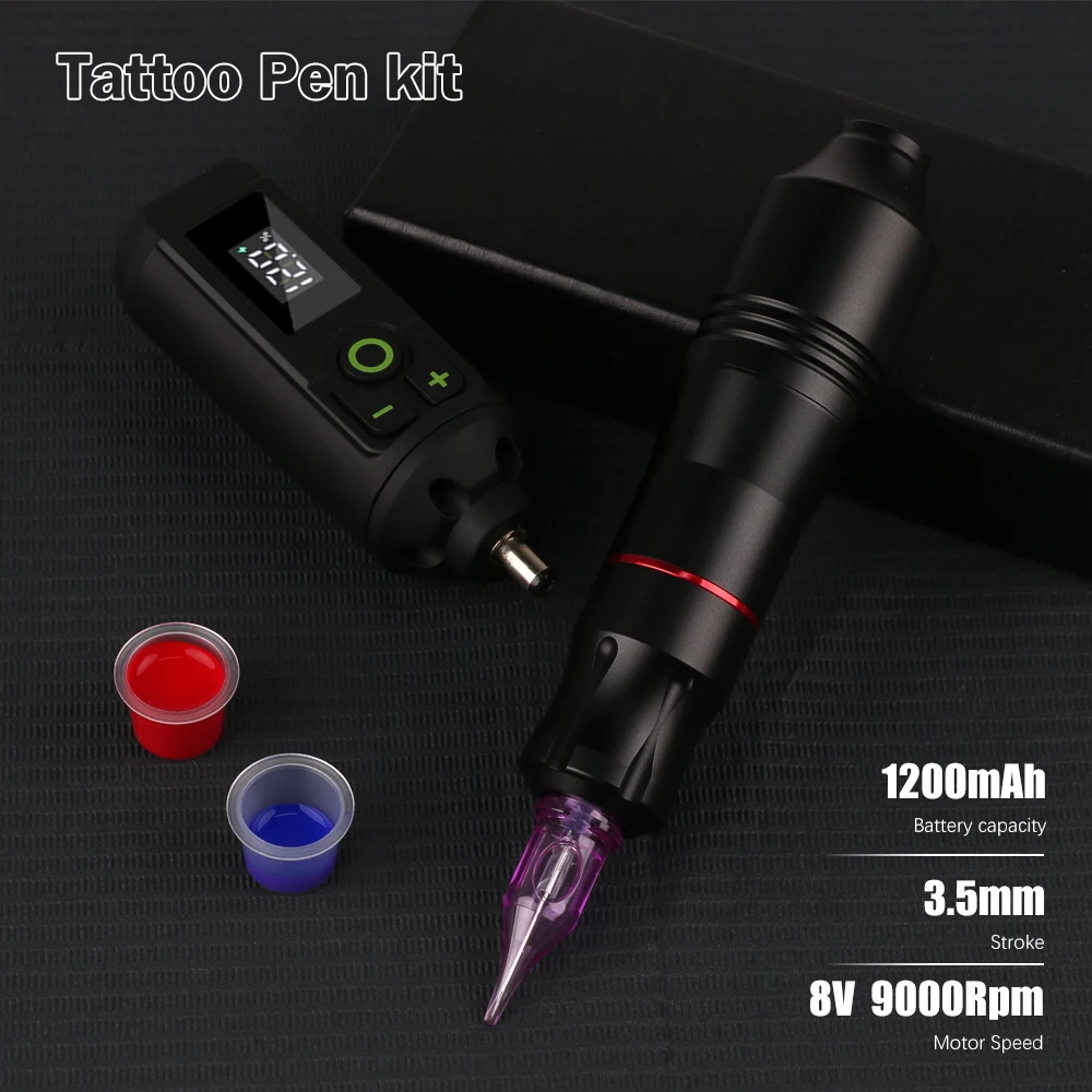 Wireless Rotary Tattoo Pen Kit Complete | 1200mAh Battery, Adjustable Stroke, Liner/Shader, YILONG Brand